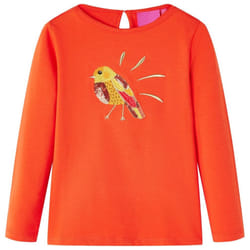 Kids' T-shirt with Long Sleeves Children's T Shirt Kids' Tops Tee Bird Design - orange, 128