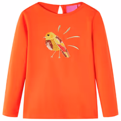 Kids' T-shirt with Long Sleeves Children's T Shirt Kids' Tops Tee Bird Design - orange, 140