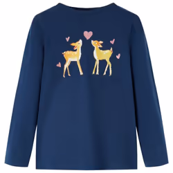 Kids' T-shirt with Long Sleeves Children's T Shirt Kids' Tops Tee Deers Print - navy blue, 92