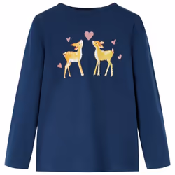 Kids' T-shirt with Long Sleeves Children's T Shirt Kids' Tops Tee Deers Print - navy blue, 116