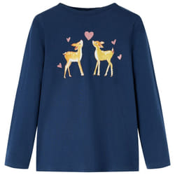Kids' T-shirt with Long Sleeves Children's T Shirt Kids' Tops Tee Deers Print - navy blue, 128