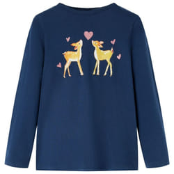 Kids' T-shirt with Long Sleeves Children's T Shirt Kids' Tops Tee Deers Print - navy blue, 140