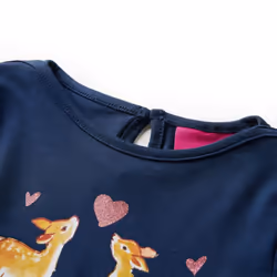 Kids' T-shirt with Long Sleeves Children's T Shirt Kids' Tops Tee Deers Print - navy blue, 140