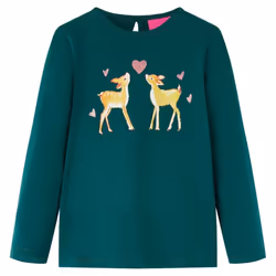 Kids' T-shirt with Long Sleeves Children's T Shirt Kids' Tops Tee Deers Print - dark green, 128