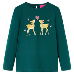 Kids' T-shirt with Long Sleeves Children's T Shirt Kids' Tops Tee Deers Print - dark green, 128