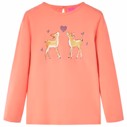 Kids' T-shirt with Long Sleeves Children's T Shirt Kids' Tops Tee Deers Print - coral, 104