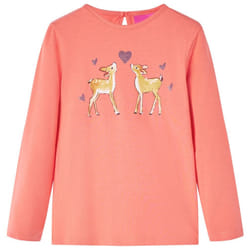 Kids' T-shirt with Long Sleeves Children's T Shirt Kids' Tops Tee Deers Print - coral, 104
