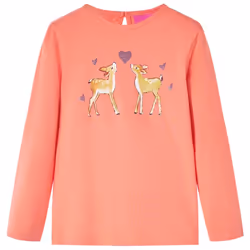 Kids' T-shirt with Long Sleeves Children's T Shirt Kids' Tops Tee Deers Print - coral, 128