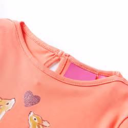 Kids' T-shirt with Long Sleeves Children's T Shirt Kids' Tops Tee Deers Print - coral, 128