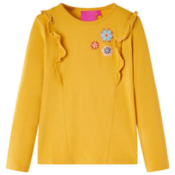 Kids' T-shirt with Long Sleeves Children T Shirt Flowers Print Dark Ochre 128 - ochre, 92