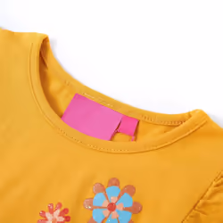 Kids' T-shirt with Long Sleeves Children T Shirt Flowers Print Dark Ochre 128 - ochre, 140
