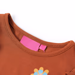 Kids' T-shirt with Long Sleeves Children T Shirt Flowers Print Dark Ochre 128 - cognac, 92