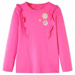 Kids' T-shirt with Long Sleeves Children T Shirt Flowers Print Dark Ochre 128 - pink, 116