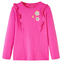 Kids' T-shirt with Long Sleeves Children T Shirt Flowers Print Dark Ochre 128 - pink, 116