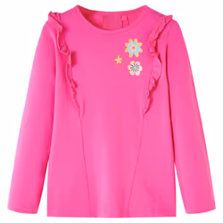 Kids' T-shirt with Long Sleeves Children T Shirt Flowers Print Dark Ochre 128 - pink, 128