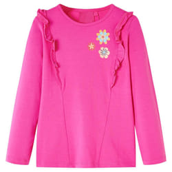 Kids' T-shirt with Long Sleeves Children T Shirt Flowers Print Dark Ochre 128 - pink, 128
