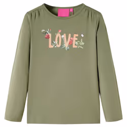 Kids' T-shirt with Long Sleeves Children's T Shirt Kids' Tops Tee Love Print - khaki, 104