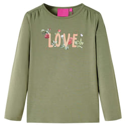 Kids' T-shirt with Long Sleeves Children's T Shirt Kids' Tops Tee Love Print - khaki, 104