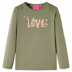 Kids' T-shirt with Long Sleeves Children's T Shirt Kids' Tops Tee Love Print - khaki, 128