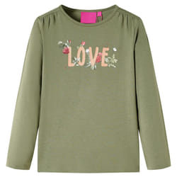 Kids' T-shirt with Long Sleeves Children's T Shirt Kids' Tops Tee Love Print - khaki, 140