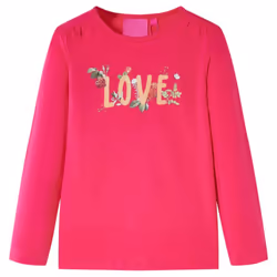 Kids' T-shirt with Long Sleeves Children's T Shirt Kids' Tops Tee Love Print - pink, 116