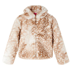 Kids' Coat Long Sleeve Children Jacket Outwear Collar Coat Faux Fur Cognac - 116