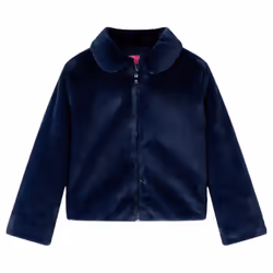 Kids' Coat Long Sleeve School Children's Jacket Outwear Collar Coat Faux Fur - navy, 104