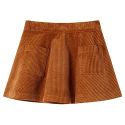 Kids' Skirt with Pockets Girl's Skater Skirt Kids School Short Skirt Corduroy - cognac, 92