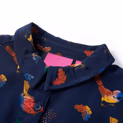 Kids' Dress with Long Sleeves Girls' Dress Kids School Skirt Bird Print Navy - 92