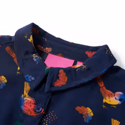 Kids' Dress with Long Sleeves Girls' Dress Kids School Skirt Bird Print Navy - 104