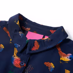 Kids' Dress with Long Sleeves Girls' Dress Kids School Skirt Bird Print Navy - 128