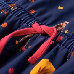 Kids' Dress with Long Sleeves and Drawstring Girls Skirt Animal Print Navy - 104