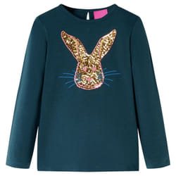 Kids' T-shirt with Long Sleeves Children's T Shirt Kids' Tops Tee Rabbit Print - green, 92