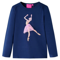 Kids' T-shirt with Long Sleeves Children's T Shirt Tee Ballerina Girl Print - navy, 116