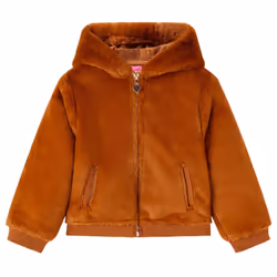 Kids' Hooded Jacket Children Full Zipper Kids Winter Coat Faux Fur Cognac - 116