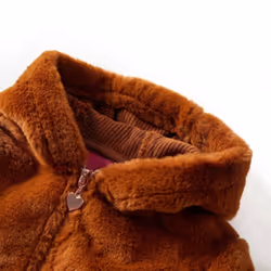 Kids' Hooded Jacket Children Full Zipper Kids Winter Coat Faux Fur Cognac - 128
