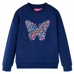 Kids' Sweatshirt Long Sleeves Toddler Tops Pullover Top Butterfly Print Navy - 104