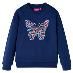 Kids' Sweatshirt Long Sleeves Toddler Tops Pullover Top Butterfly Print Navy - 128