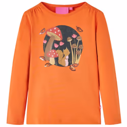 Kids' T-shirt with Long Sleeves Children's T Shirt Tee Squirrel Print Burnt - orange, 92