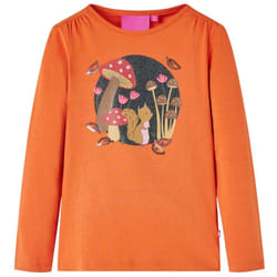 Kids' T-shirt with Long Sleeves Children's T Shirt Tee Squirrel Print Burnt - orange, 92
