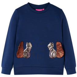 Kids' Sweatshirt Children Long Sleeves Pullover Top Sequined Squirrels Navy - 104