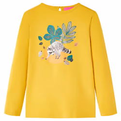Kids' T-shirt with Long Sleeves Children's T Shirt Kids' Tops Tee Animal Print - ochre, 92