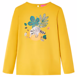 Kids' T-shirt with Long Sleeves Children's T Shirt Kids' Tops Tee Animal Print - ochre, 116