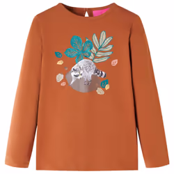 Kids' T-shirt with Long Sleeves Children's T Shirt Kids' Tops Tee Animal Print - cognac, 140