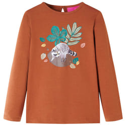 Kids' T-shirt with Long Sleeves Children's T Shirt Kids' Tops Tee Animal Print - cognac, 140