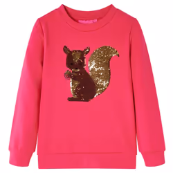 Kids' Sweatshirt Long Sleeves Pullover Kids' Top Sequined Squirrel Bright Rose - 92