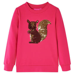 Kids' Sweatshirt Long Sleeves Pullover Kids' Top Sequined Squirrel Bright Rose - 128