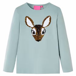 Kids' T-shirt with Long Sleeves Children's T Shirt Tops Tee Sequined Deer - mint, 116