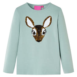 Kids' T-shirt with Long Sleeves Children's T Shirt Tops Tee Sequined Deer - mint, 116