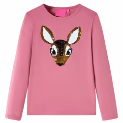 Kids' T-shirt with Long Sleeves Children's T Shirt Tops Tee Sequined Deer - raspberry, 104